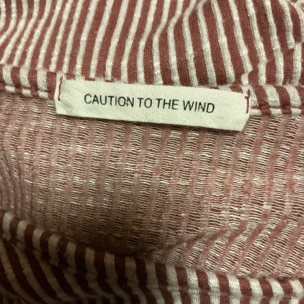 Caution to the wind striped tie waist peplum long sleeve top - Picture 3 of 10